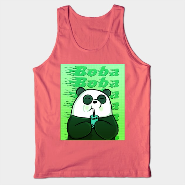 Green Boba Panda Tank Top by RoserinArt